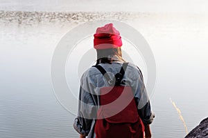 Kids hiking with backpacks, Relax time on holiday concept travel