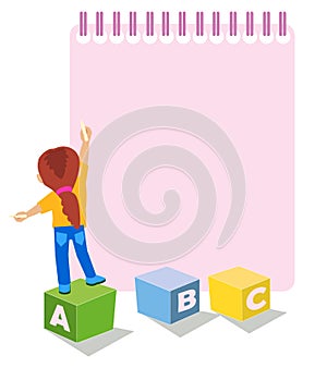 kids holding banners. Vector boy and girl with empty banner, illustration cartoon school kid and board for text