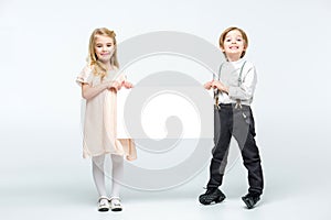 Kids holding blank card
