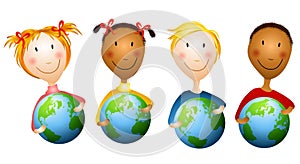 Kids Holding Earth Globes