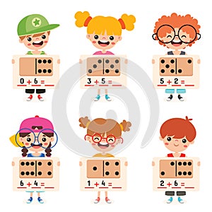 Kids Holding Math Exercise Worksheets