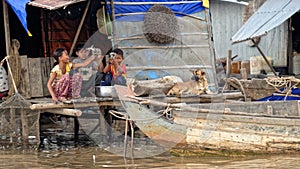 Kids at home, Tonle Sap, Cambodia