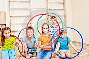 Kids with hula hoops