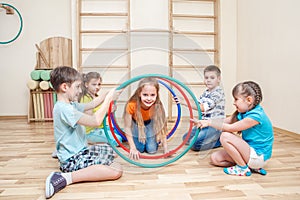 Kids with hula hoops