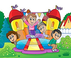 Kids on inflatable castle theme 2