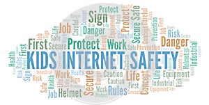 Kids Internet Safety word cloud.