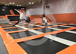 Kids in jump centre recreational facilty