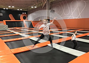 Kids in jump centre recreational facilty