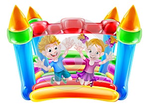 Kids Jumping on Bouncy Castle