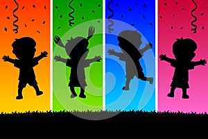 Kids Jumping Silhouettes