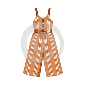 Kids jumpsuit. Girls summer clothes. Childs striped apparel with button closure and straps. Childrens fashion garment