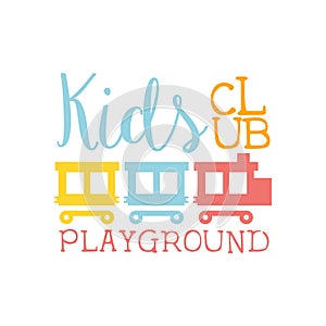 Kids Land Playground And Entertainment Club Colorful Promo Sign With Toy Train For The Playing Space For Children