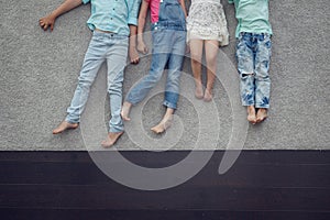 Kids laying on floor