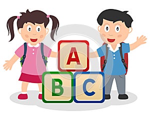 Kids Learning with ABC Blocks