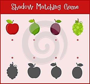 Kids learning game, shadow matching game, vector