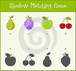 Kids learning game, shadow matching game, vector