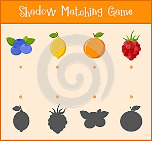 Kids learning game, shadow matching game, vector