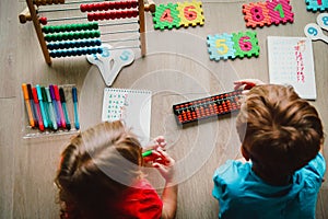 Kids learning numbers, mental arithmetic, abacus