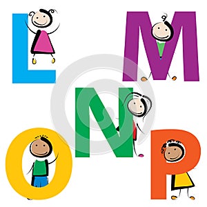 Kids with letters l-p photo