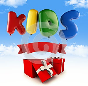 Kids logo font ballon collors - Paths save