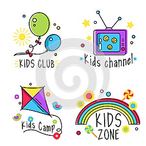 Kids logo vector badge