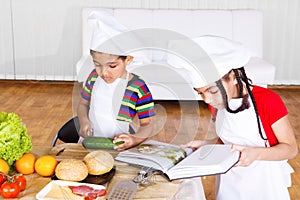 Kids making salad