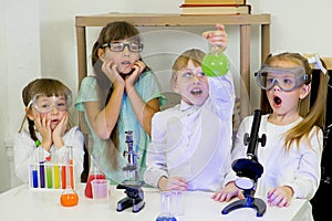 Kids making science experiments photo
