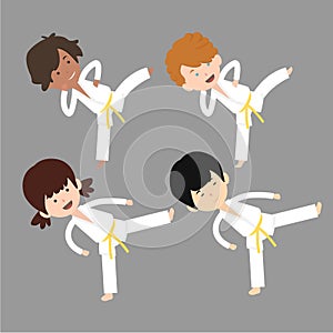 Kids martial arts class cartoon characters