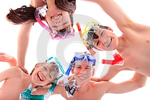 Kids with masks and snorkels photo
