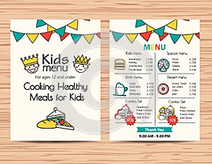 Kids meal menu vector template ,Restaurant menu design