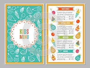 Kids menu template