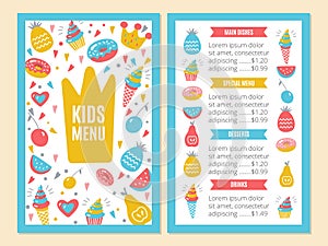 Kids menu template