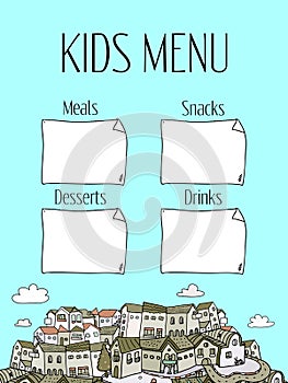 Kids menu vector template