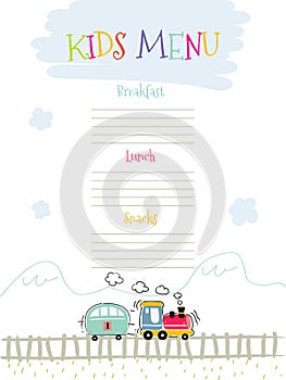 Kids menu vector template