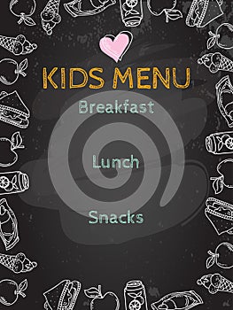 Kids menu vector template