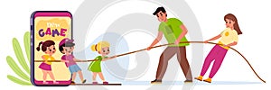 Kids mobile use limit. Parental control of Internet access for boys and girls. Children and parents pull rope in