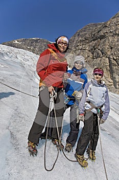 Kids with mother at glacier tour in Norway