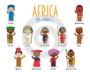 Kids and nationalities of the world vector: Africa. photo