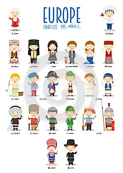 Kids and nationalities of the world vector: Europe Set 1 of 2.