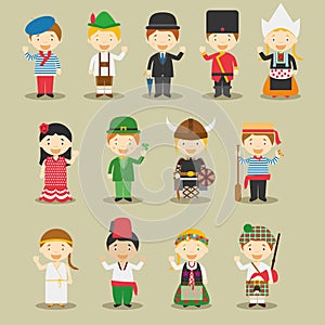 Kids and nationalities of the world vector: Europe Set 1.