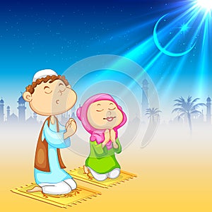 Kids offering namaaz for Eid celebration