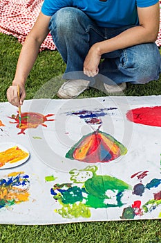Kids paint colorful art