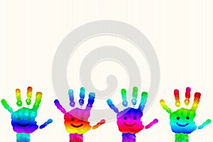 Kids Painted Hand art colorful rainbow hand prints