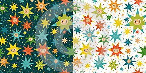 kids patterns set with star