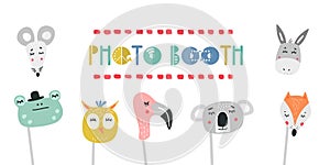 Kids photo booth props set vector illustration