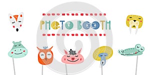 Kids photo booth props set vector illustration