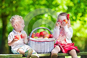 Kids picking fresh apples