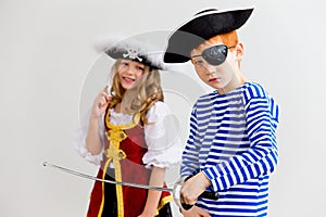 Kids in a pirate costume