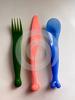 kids plastic cutlery spoon  knife cubiertos de plÃÂ¡stico para niÃÂ±os tenedor cuchillo photo