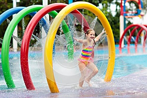 Kids at aqua park. Child in swimming pool